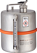Safety barrel (10 liters) with self-closing metering device, separate ventilation and content indicator