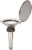 Safety funnel flat with plastic-cap (PE), flame trap, overfill protection and closure head